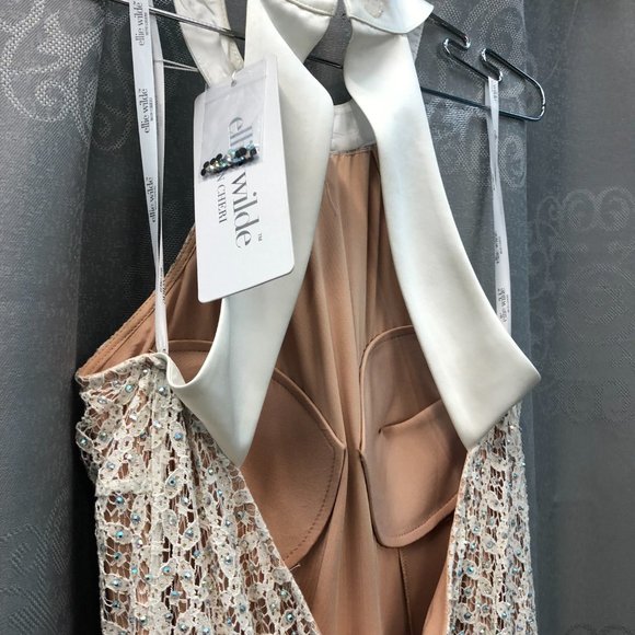 Ellie Wilde New Wedding Prom Dress, Sexy Vintage Lace Halter, Reg $999 Size 6 - Picture 5 of 7